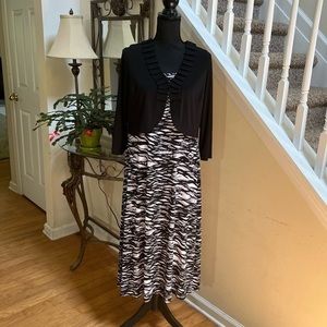 STUDIO I Women’s Black/White Animal Print Dress with Jacket, Size 12